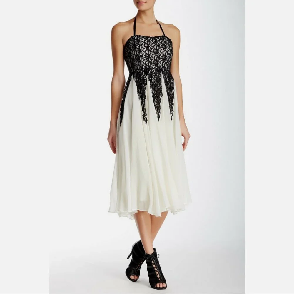 NWOT Free People Freda Midi Flared Ball Gown Ivory Combo - Picture 7 of 12